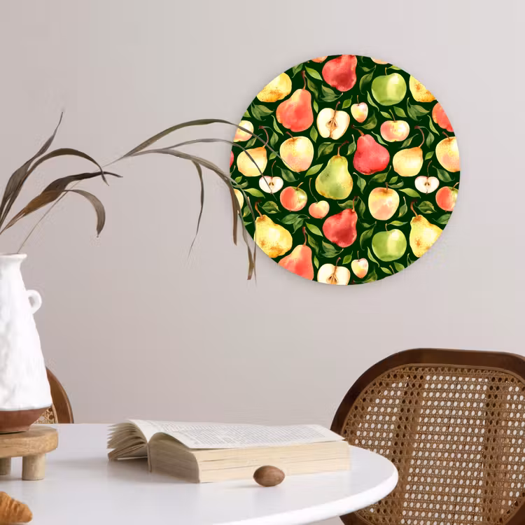 Appels - Peren - Fruit - Groen Wandcirkel kunststof plaat 5mm dik klein 188 -sfeer4