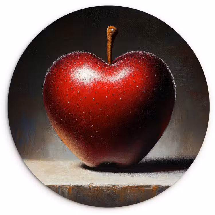 Apple - Hart - Rood Wandcirkel kunststof plaat 5mm dik klein -3d