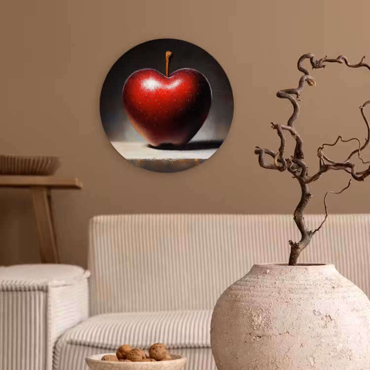 Apple - Hart - Rood Wandcirkel kunststof plaat 5mm dik klein -sfeer1