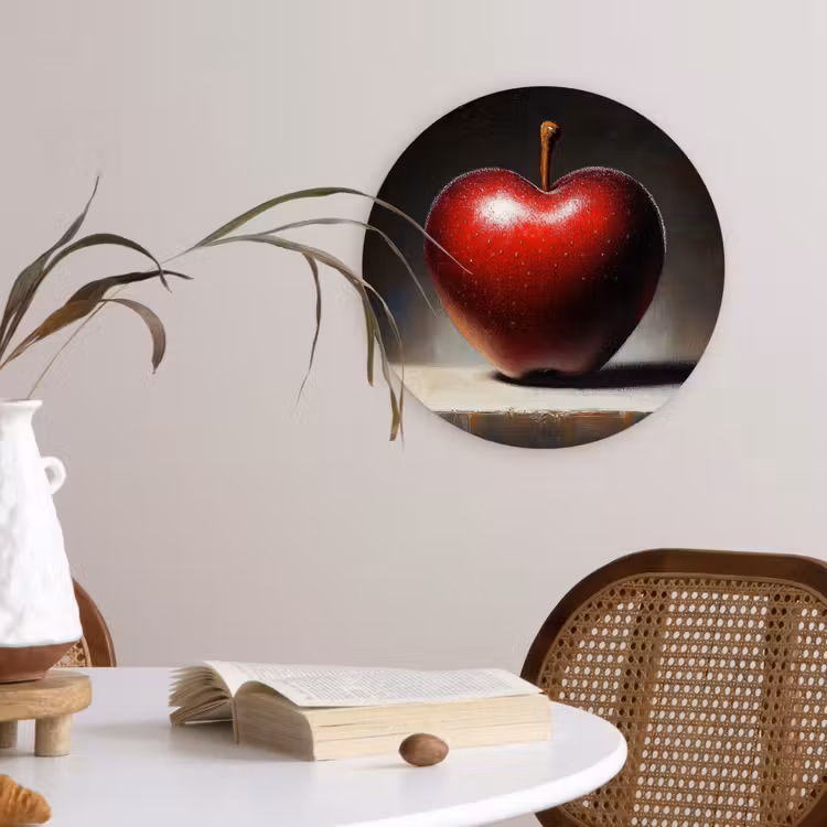 Apple - Hart - Rood Wandcirkel kunststof plaat 5mm dik klein -sfeer4