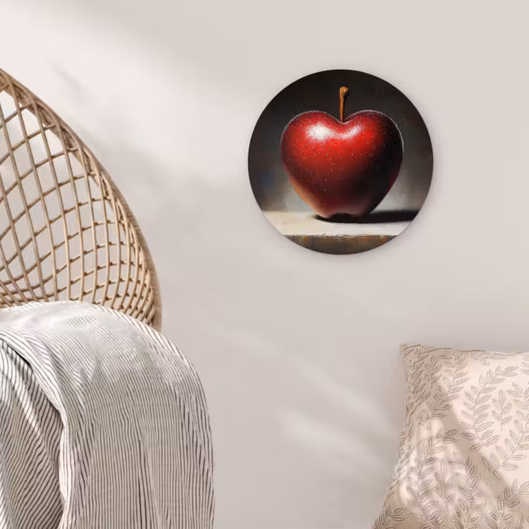 Apple - Hart - Rood Wandcirkel kunststof plaat 5mm dik klein -sfeer5