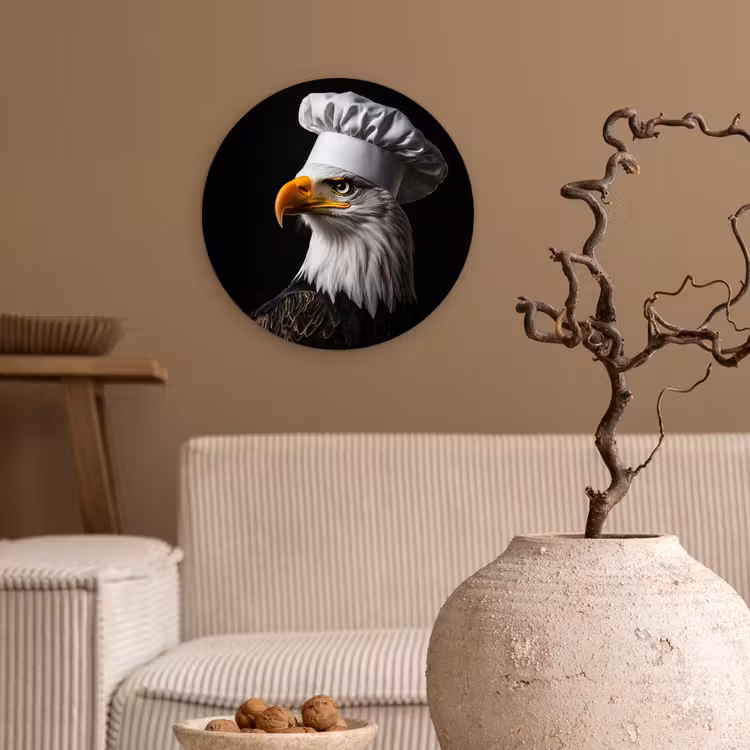 Arend -Amerika - Koksmuts - Vogel - Stoer Wandcirkel kunststof plaat 5mm dik klein -sfeer1