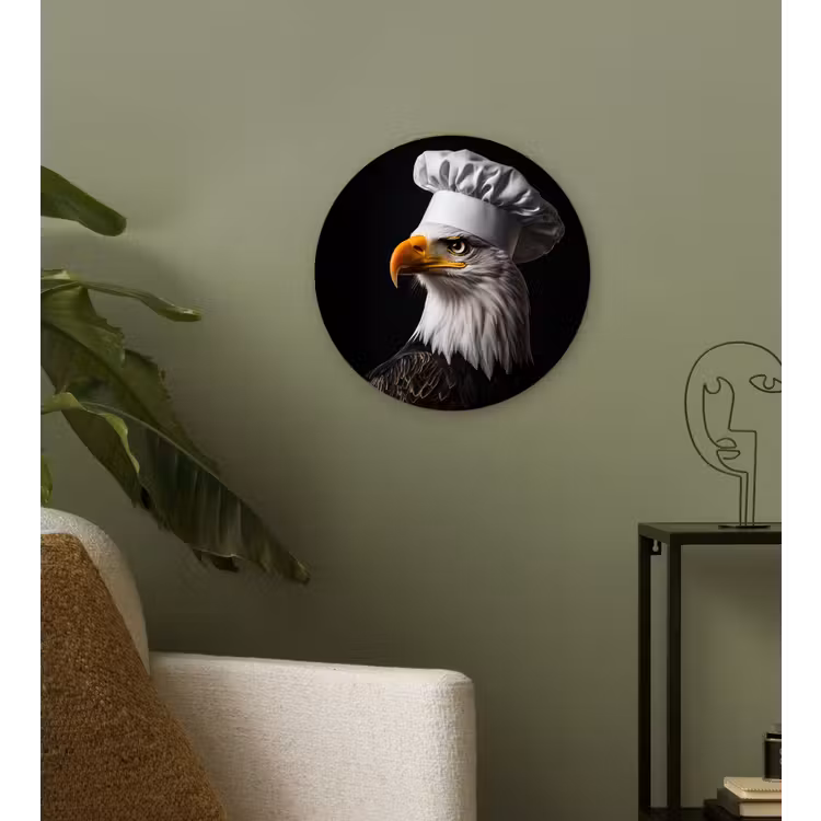 Arend -Amerika - Koksmuts - Vogel - Stoer Wandcirkel kunststof plaat 5mm dik klein -sfeer3