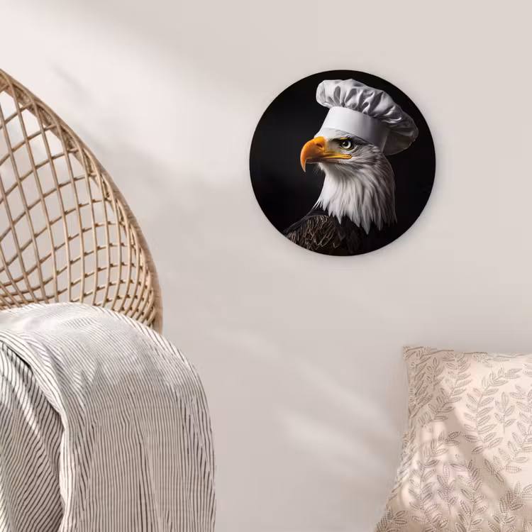 Arend -Amerika - Koksmuts - Vogel - Stoer Wandcirkel kunststof plaat 5mm dik klein -sfeer5