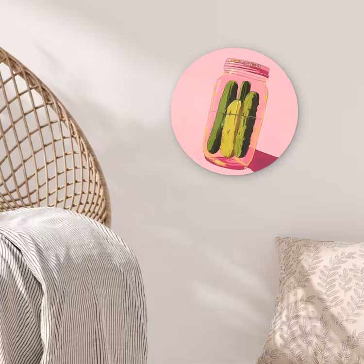 Augurken - Pot - Schaduw - Roze Wandcirkel kunststof plaat 5mm dik klein -sfeer5
