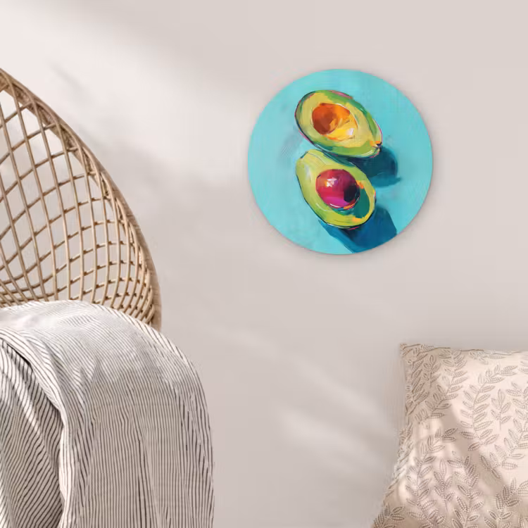 Avocado - Groen - Pit - Schaduw Wandcirkel kunststof plaat 5mm dik klein -sfeer5
