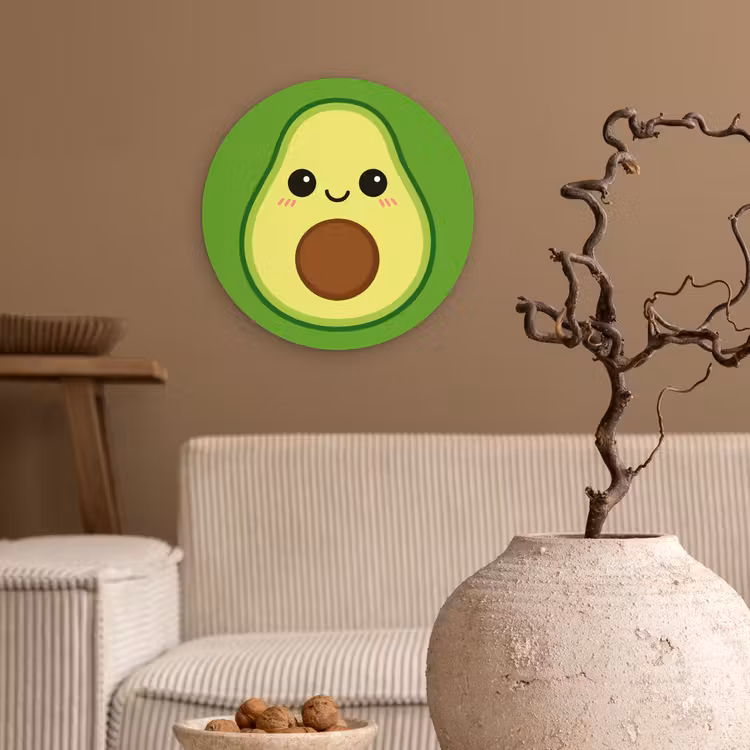 Avocado - Groen - Speels Wandcirkel kunststof plaat 5mm dik klein -sfeer1