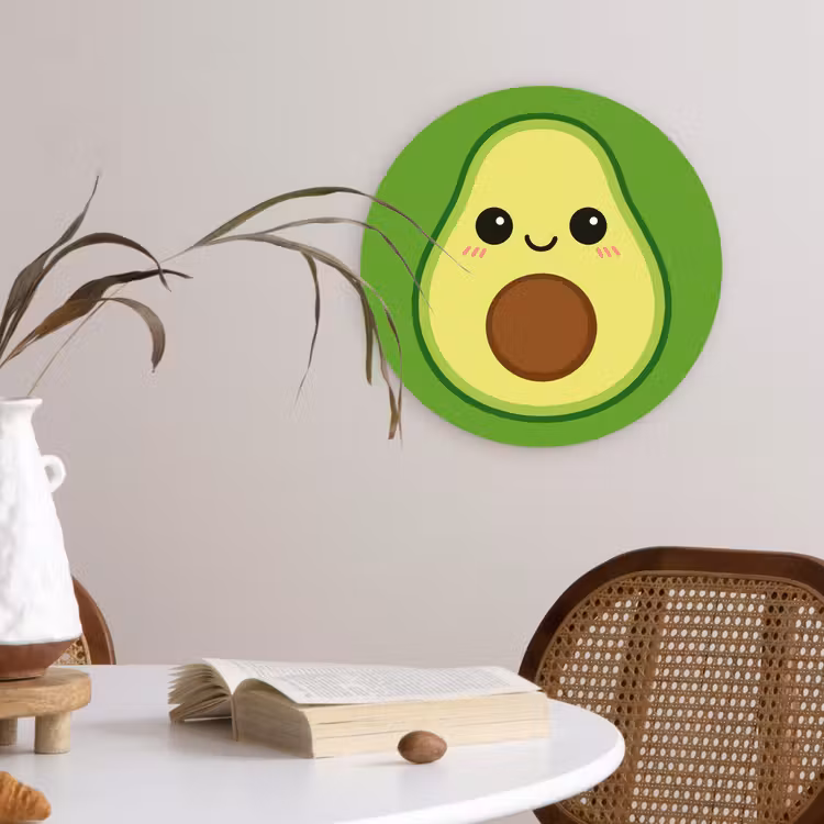 Avocado - Groen - Speels Wandcirkel kunststof plaat 5mm dik klein -sfeer4