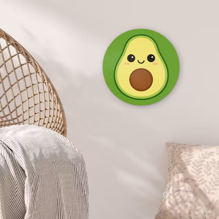 Avocado - Groen - Speels Wandcirkel kunststof plaat 5mm dik klein -sfeer5