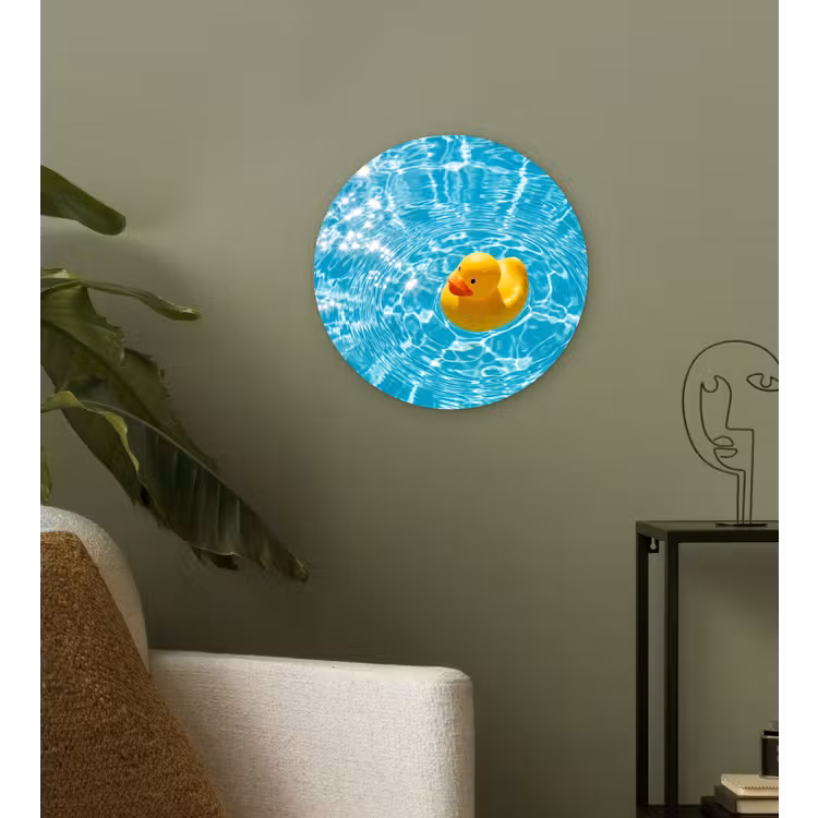 Badeend - Dobberen - Blauw Wandcirkel kunststof plaat 5mm dik klein -sfeer3