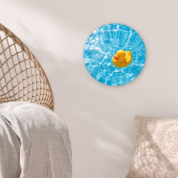 Badeend - Dobberen - Blauw Wandcirkel kunststof plaat 5mm dik klein -sfeer5