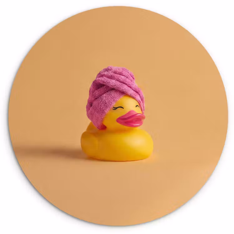 Badeend - Handdoek - Kleurrijk Wandcirkel kunststof plaat 5mm dik klein -3d