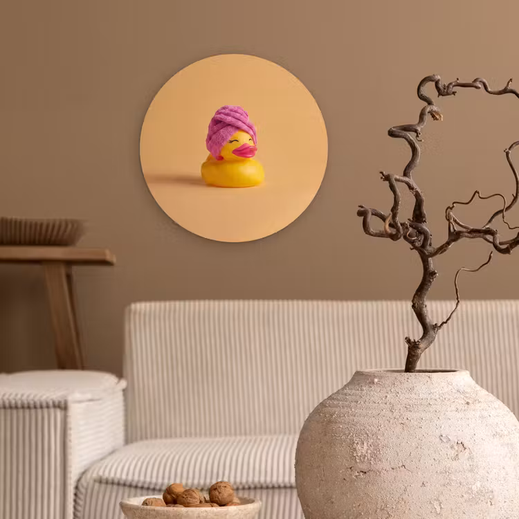 Badeend - Handdoek - Kleurrijk Wandcirkel kunststof plaat 5mm dik klein -sfeer1