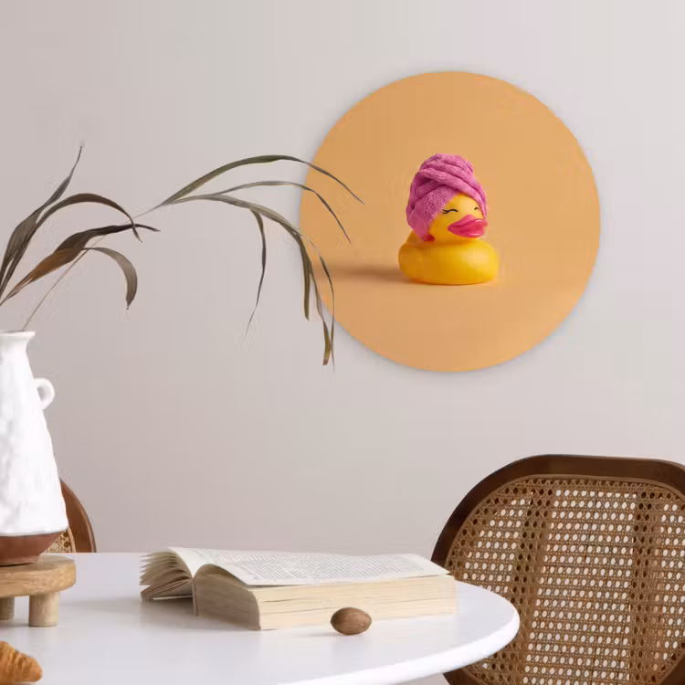 Badeend - Handdoek - Kleurrijk Wandcirkel kunststof plaat 5mm dik klein -sfeer4