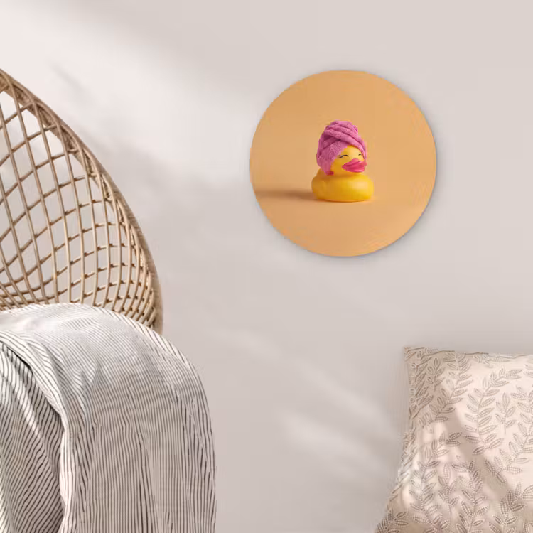 Badeend - Handdoek - Kleurrijk Wandcirkel kunststof plaat 5mm dik klein -sfeer5
