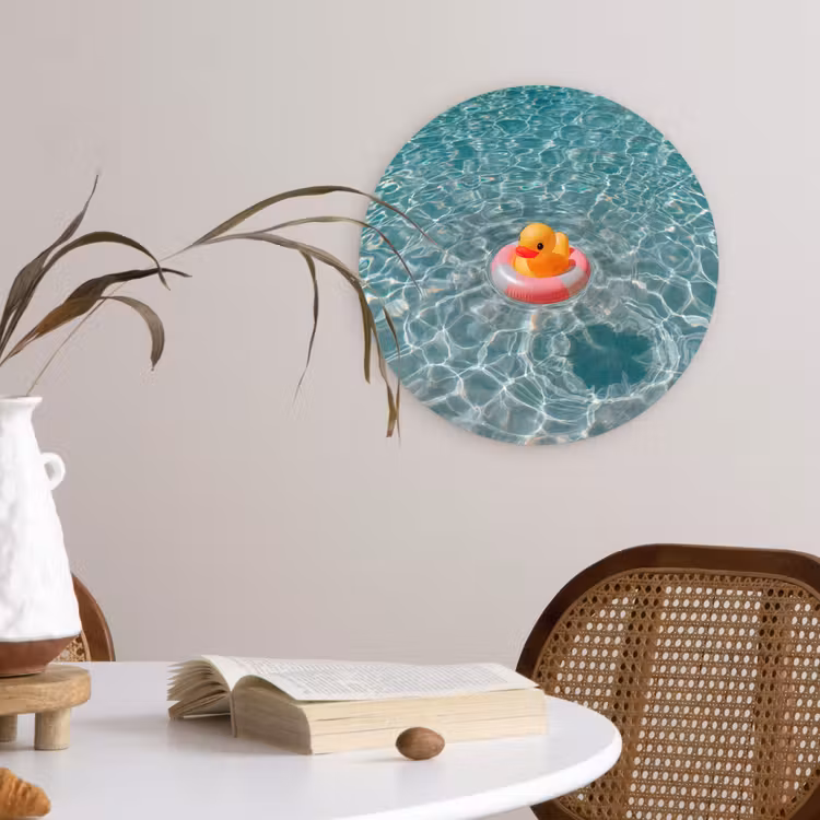Badeend - Zwemband - Geel Wandcirkel kunststof plaat 5mm dik klein -sfeer4