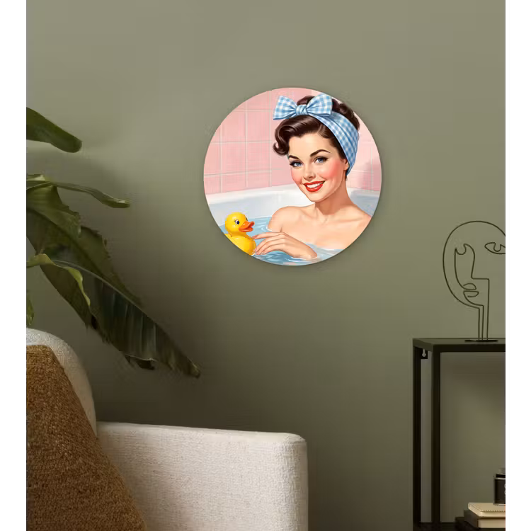Badkamer - Eend - Blauw Wandcirkel kunststof plaat 5mm dik klein -sfeer3