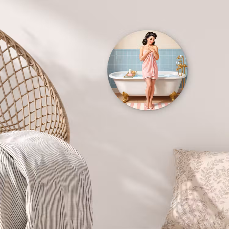 Badkamer - Vrouw - Roze Wandcirkel kunststof plaat 5mm dik klein -sfeer5