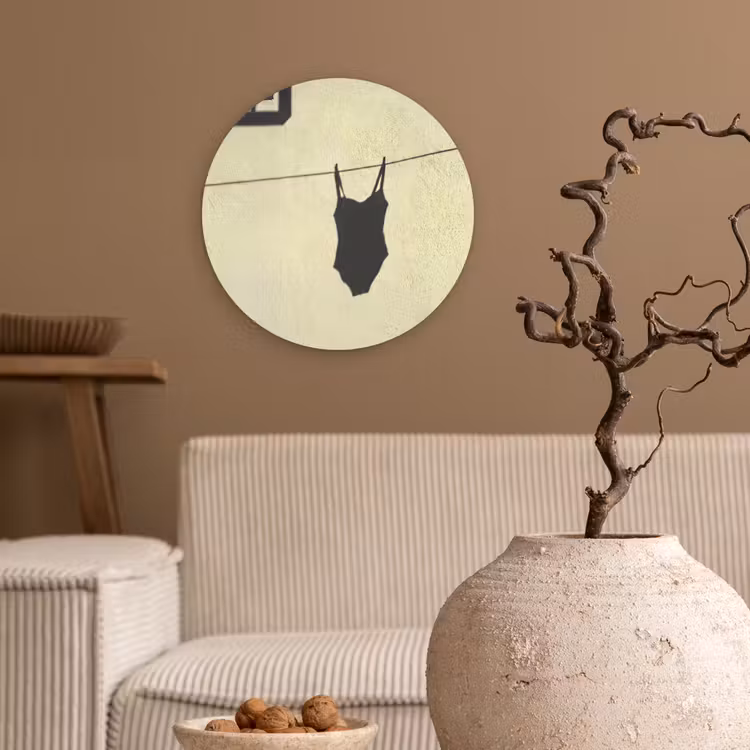 Badpak - Schaduw - Muur - Zomer - Minimalistisch Wandcirkel kunststof plaat 5mm dik klein -sfeer1