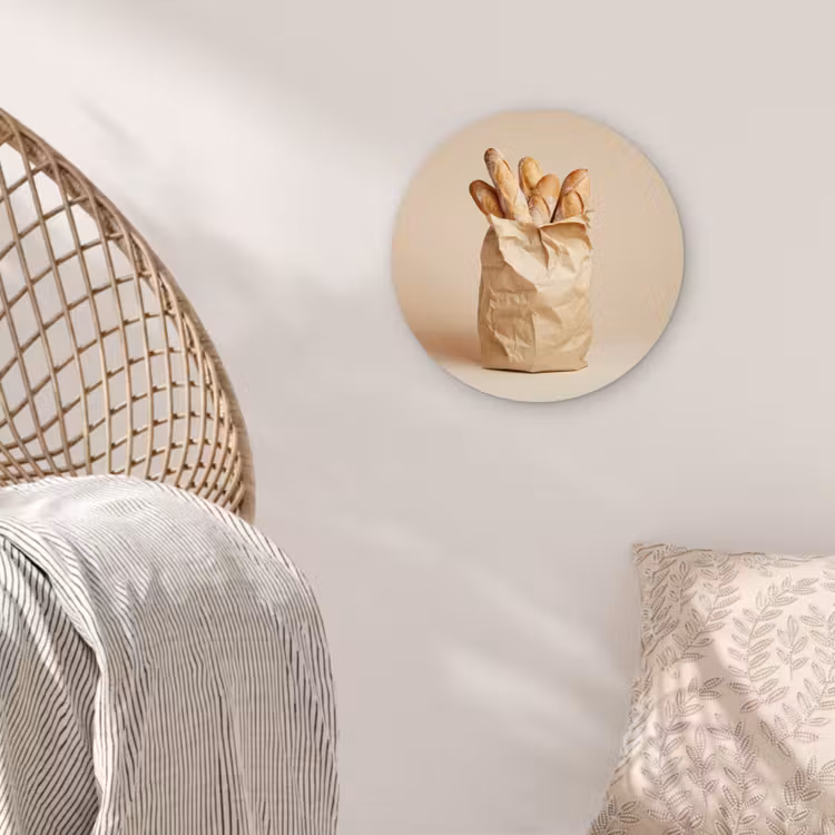 Baguette - Brood - Stokbrood - Beige Wandcirkel kunststof plaat 5mm dik klein -sfeer5