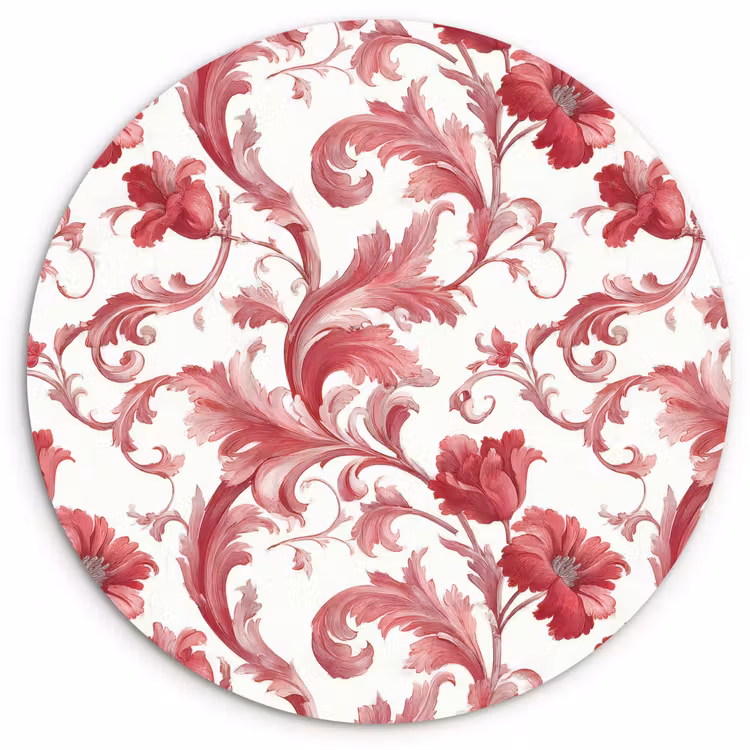 Barok - Patroon - Rood Wandcirkel kunststof plaat 5mm dik klein 188 -3d