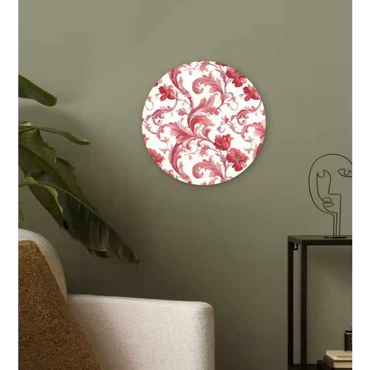 Barok - Patroon - Rood Wandcirkel kunststof plaat 5mm dik klein 188 -sfeer3