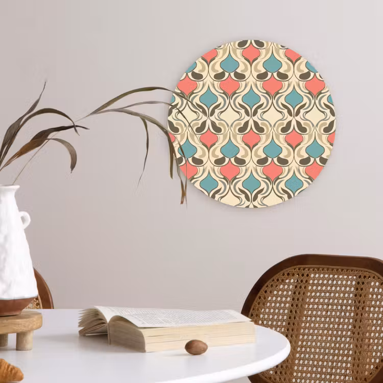 Barok - Retro - Kleurrijk Wandcirkel kunststof plaat 5mm dik klein 188 -sfeer4