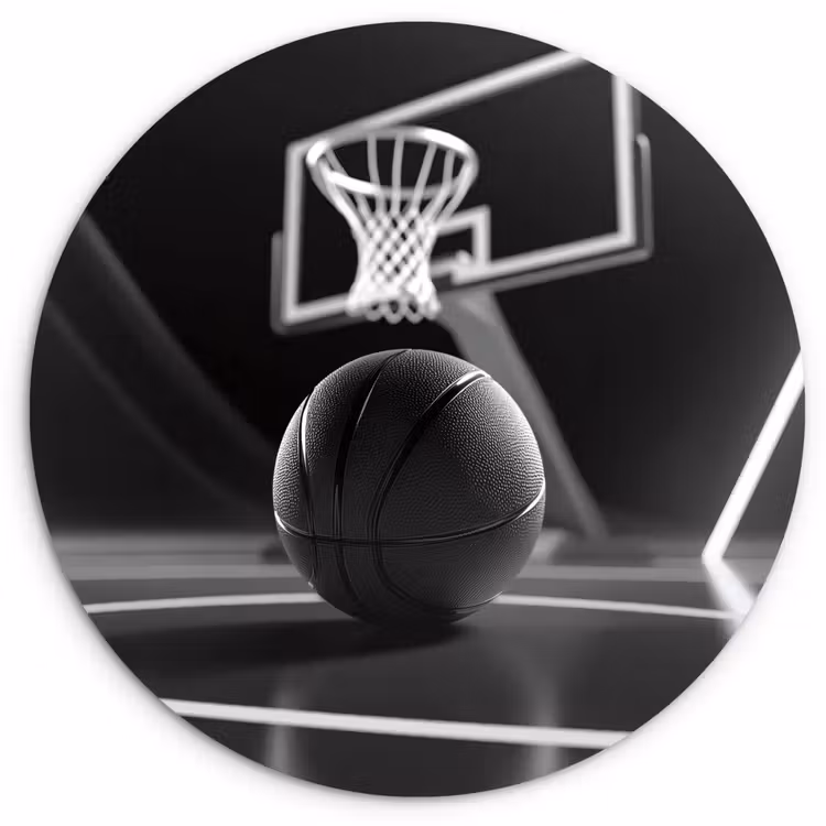 Basketbal - Basketbalveld - Lichtlijnen Wandcirkel kunststof plaat 5mm dik klein -3d