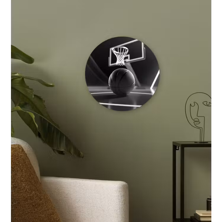 Basketbal - Basketbalveld - Lichtlijnen Wandcirkel kunststof plaat 5mm dik klein -sfeer3