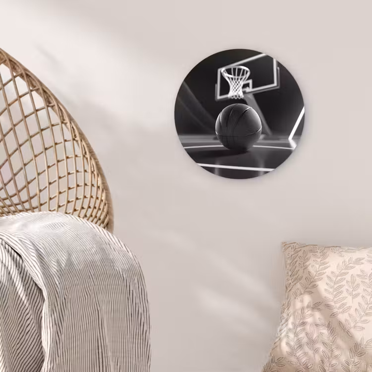 Basketbal - Basketbalveld - Lichtlijnen Wandcirkel kunststof plaat 5mm dik klein -sfeer5