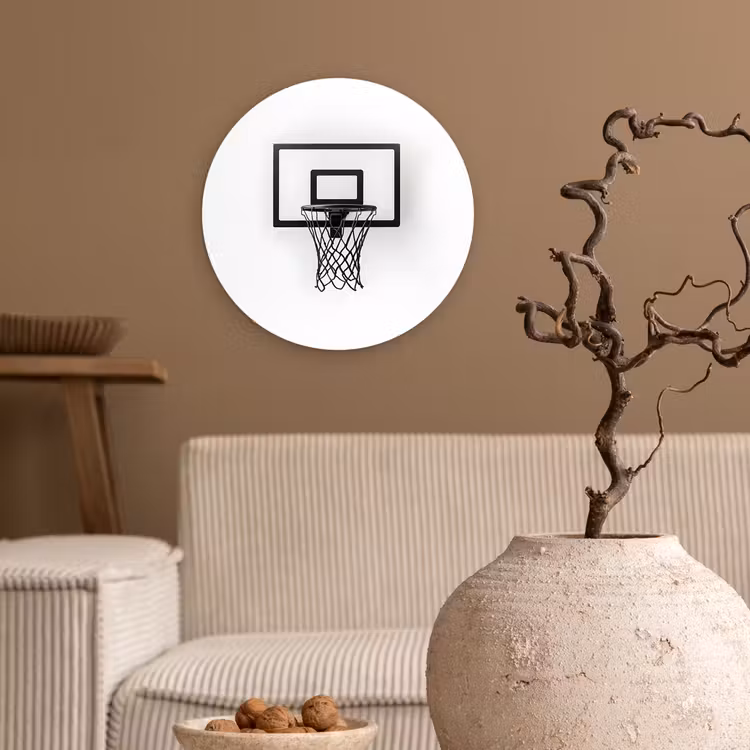 Basketbalbord - Minimalistisch - Zwart Wandcirkel kunststof plaat 5mm dik klein -sfeer1