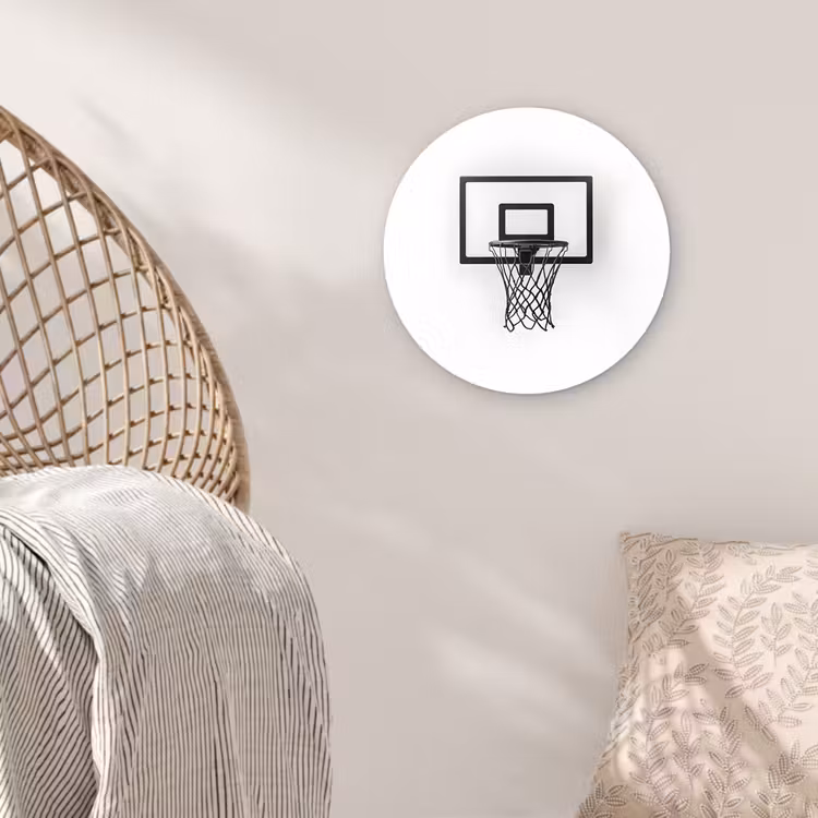 Basketbalbord - Minimalistisch - Zwart Wandcirkel kunststof plaat 5mm dik klein -sfeer5