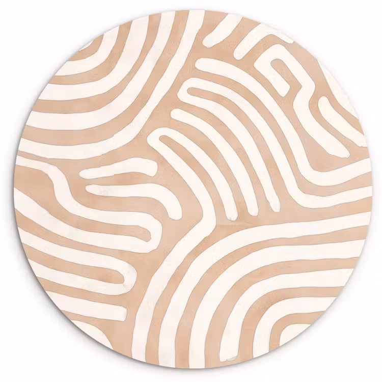 Beige - Aardspatroon Wandcirkel kunststof plaat 5mm dik klein -3d