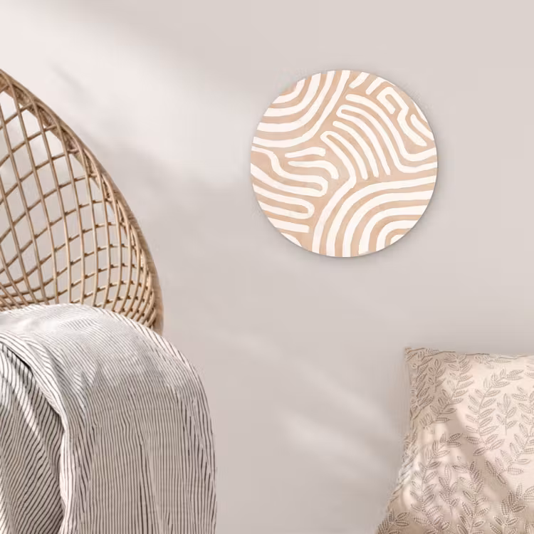 Beige - Aardspatroon Wandcirkel kunststof plaat 5mm dik klein -sfeer5