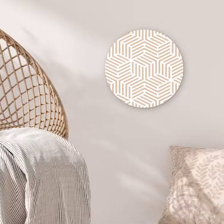 Beige - Geometrie - Patronen - Abstract Wandcirkel kunststof plaat 5mm dik klein 188 -sfeer5