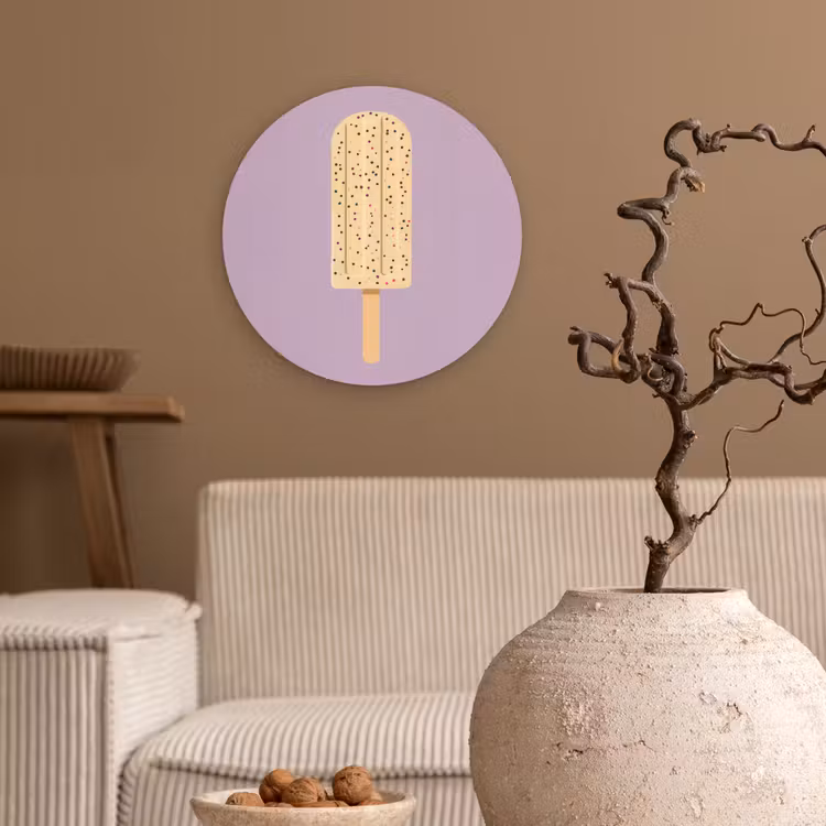 Beige - Ijsje - Spikkels Wandcirkel kunststof plaat 5mm dik klein -sfeer1