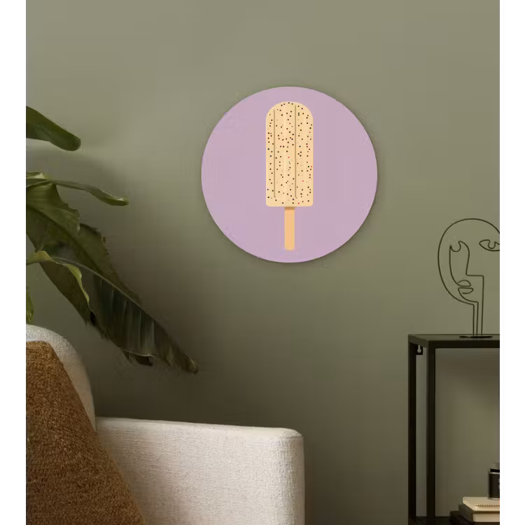 Beige - Ijsje - Spikkels Wandcirkel kunststof plaat 5mm dik klein -sfeer3