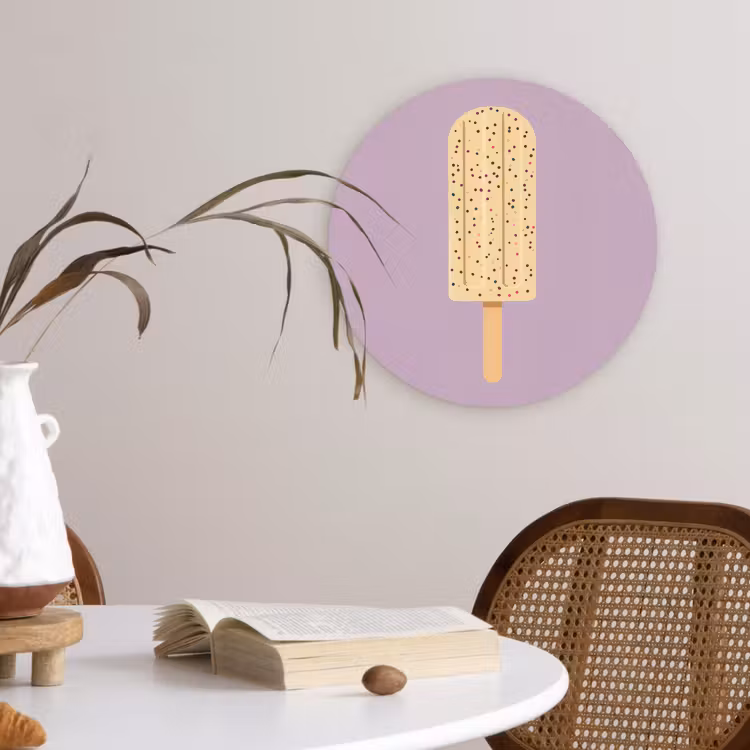 Beige - Ijsje - Spikkels Wandcirkel kunststof plaat 5mm dik klein -sfeer4