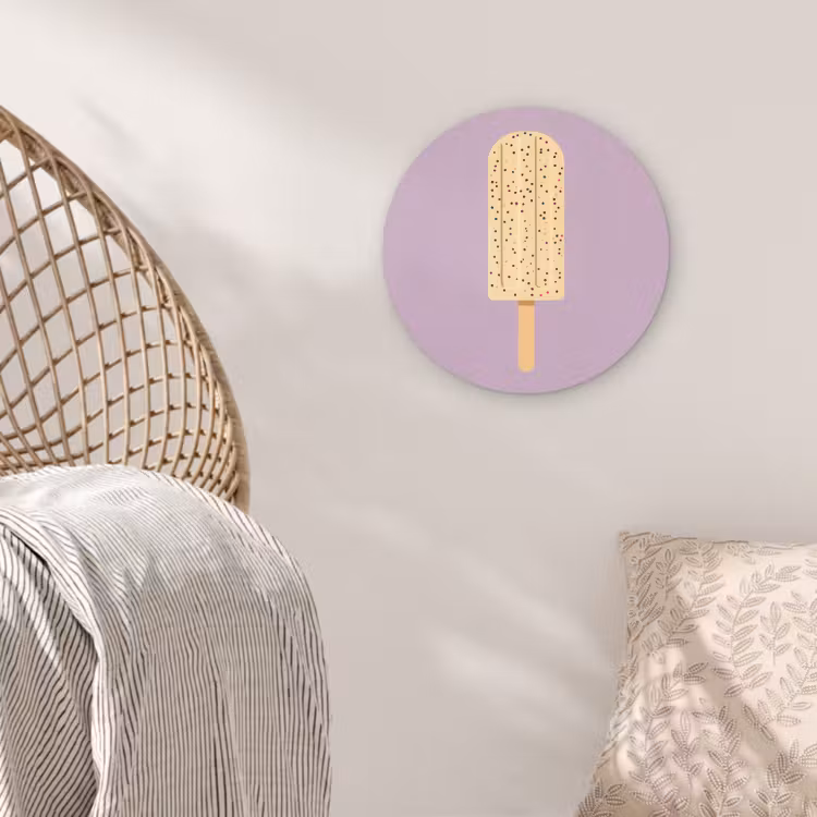 Beige - Ijsje - Spikkels Wandcirkel kunststof plaat 5mm dik klein -sfeer5