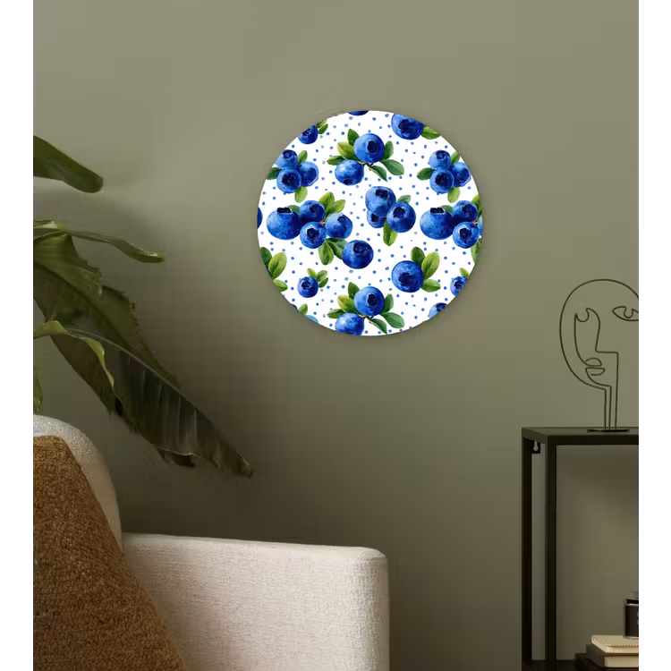 Bessen - Patroon - Blauw Wandcirkel kunststof plaat 5mm dik klein 188 -sfeer3