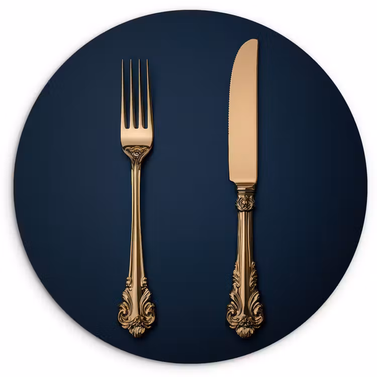 Bestek - Donkerblauw - Goud Wandcirkel kunststof plaat 5mm dik klein -3d