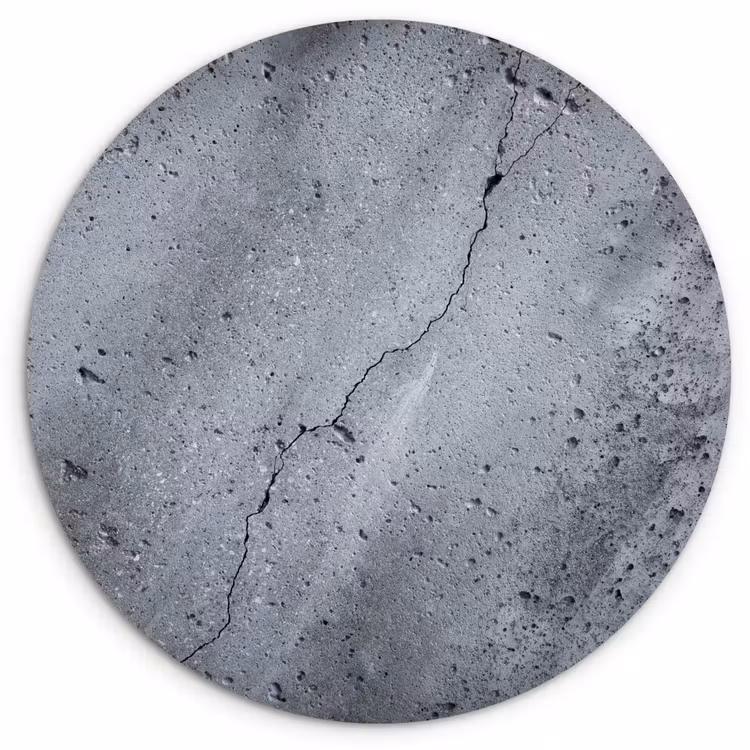 Beton - Grijs - Scheur Wandcirkel kunststof plaat 5mm dik klein -3d