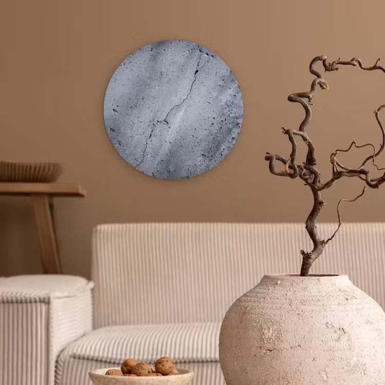 Beton - Grijs - Scheur Wandcirkel kunststof plaat 5mm dik klein -sfeer1