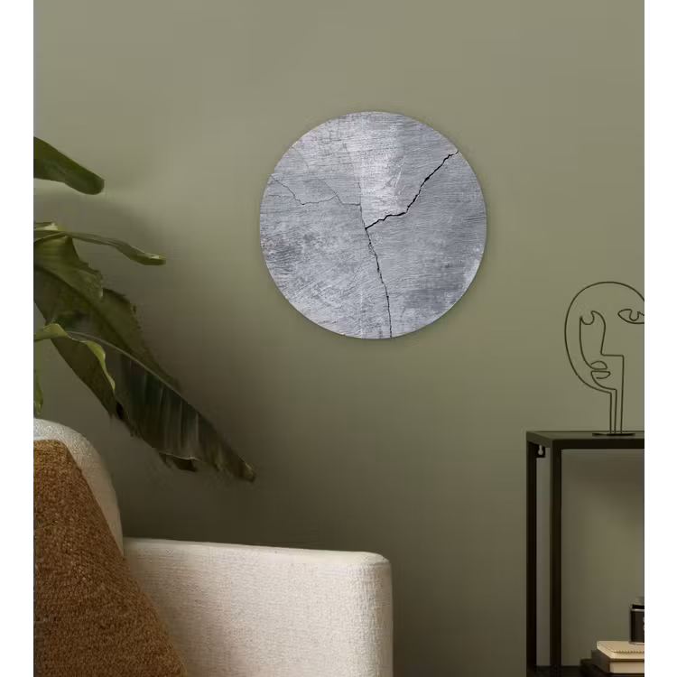 Beton - Grijs - Scheur Wandcirkel kunststof plaat 5mm dik klein -sfeer3
