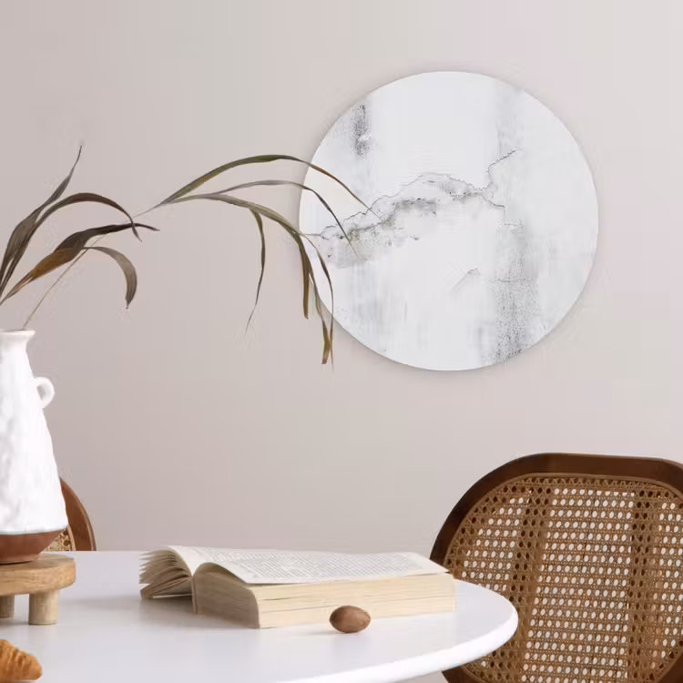 Beton - Grijs - Wit Wandcirkel kunststof plaat 5mm dik klein -sfeer4