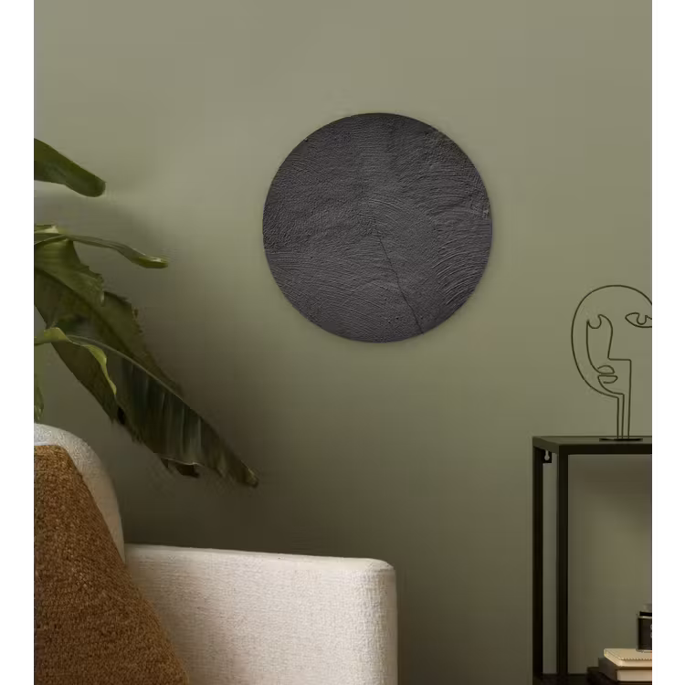Beton print - Industrieel - Zwart Wandcirkel kunststof plaat 5mm dik klein -sfeer3