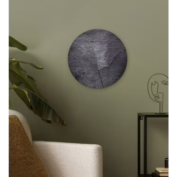 Beton - Zwart - Scheur Wandcirkel kunststof plaat 5mm dik klein -sfeer3