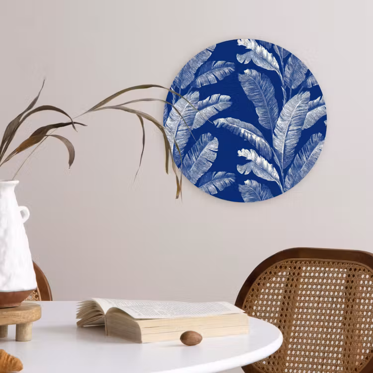 Blad - Palm - Blauw Wandcirkel kunststof plaat 5mm dik klein 188 -sfeer4