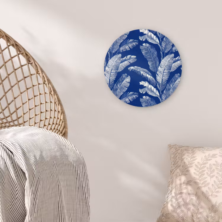 Blad - Palm - Blauw Wandcirkel kunststof plaat 5mm dik klein 188 -sfeer5