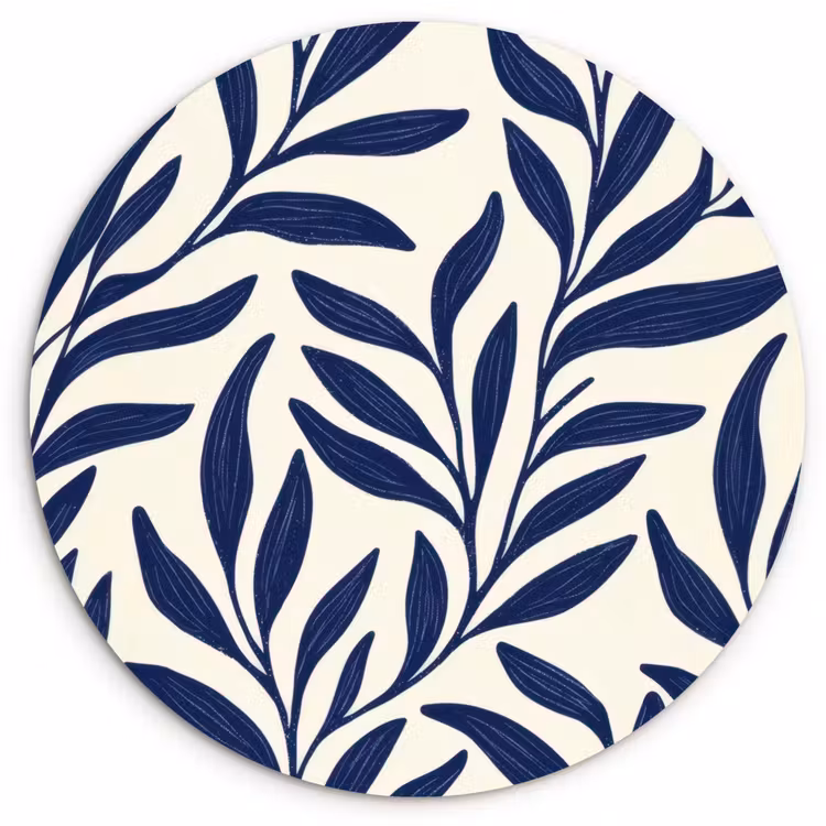 Bladeren - Klimop - Donkerblauw Wandcirkel kunststof plaat 5mm dik klein -3d